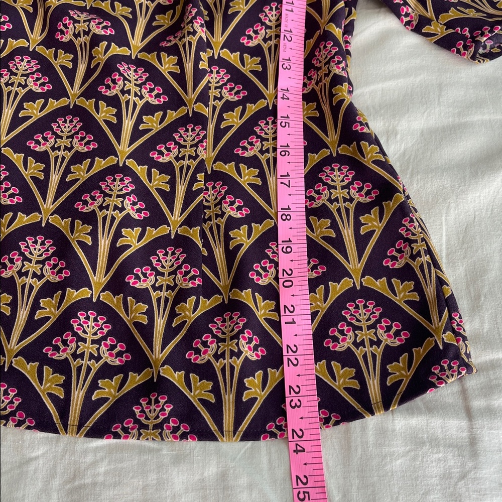 Boden• Purple & Gold Olive Branch Blouse• Sz 6 - Picture 15 of 16